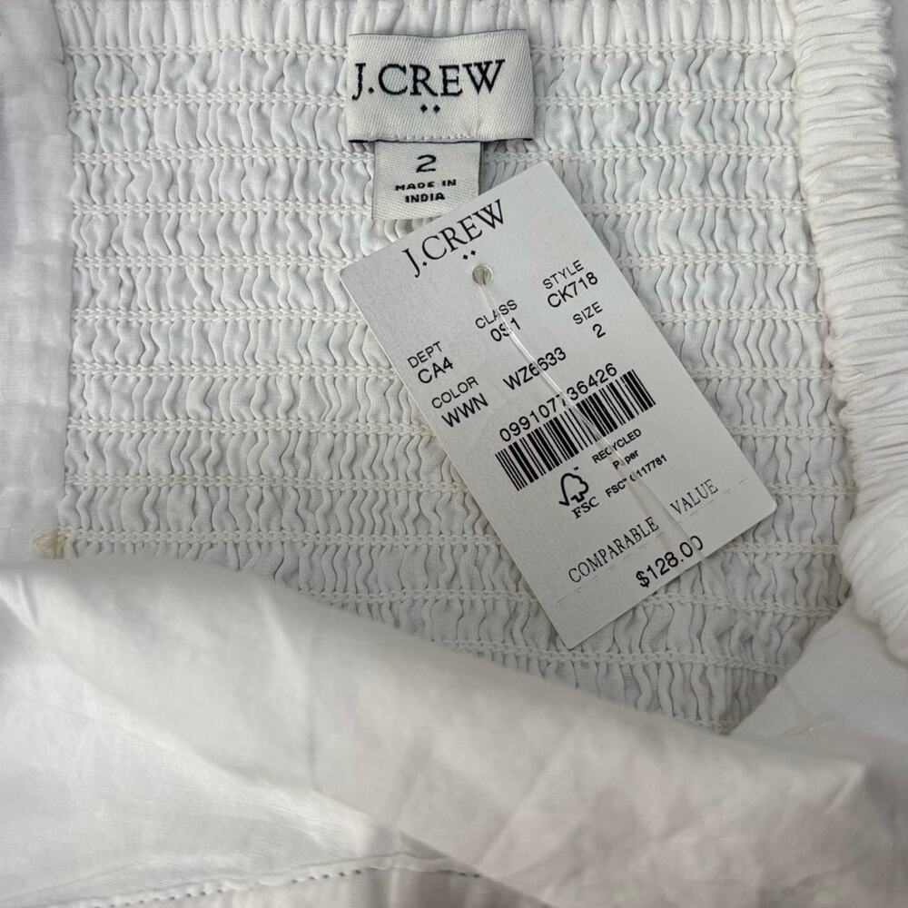 J.Crew Factory White Nautical Midi Dress Size 2 Corset Bodice Cotton Pockets NWT - Picture 6 of 7